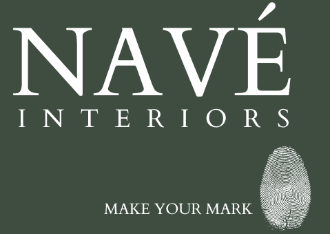 Nave Interiors logo with fingerprint design for branding.